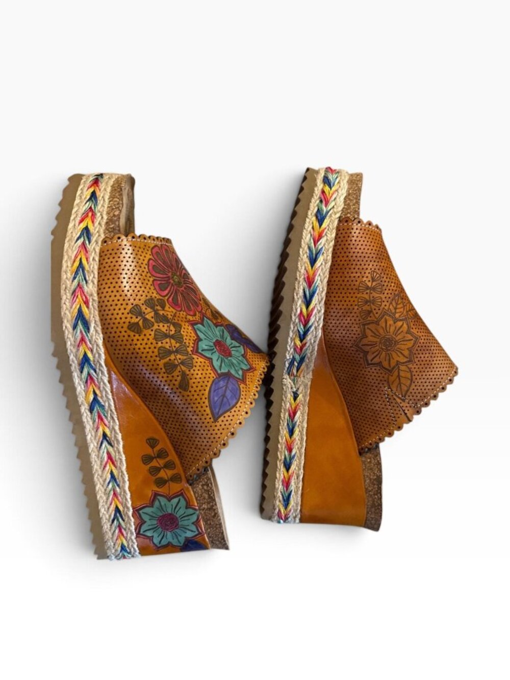 LArtiste By Spring Step Floral Embossed Sandals Espadrille Wedge Heel Size 38 - Picture 3 of 11